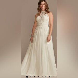 NWT High Neck Illusion Wedding Gown